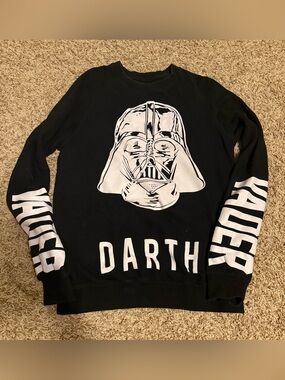 Star Wars Black Crewneck Sweater with White Darth Vader Graphic